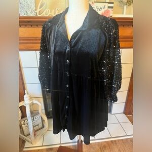 Umgee Velvet Tunic Top/Dress with Sequins